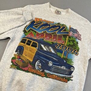 Lee Sweatshirt Kool April Nights 2004 Redding California Graphic‎ Print Gray S